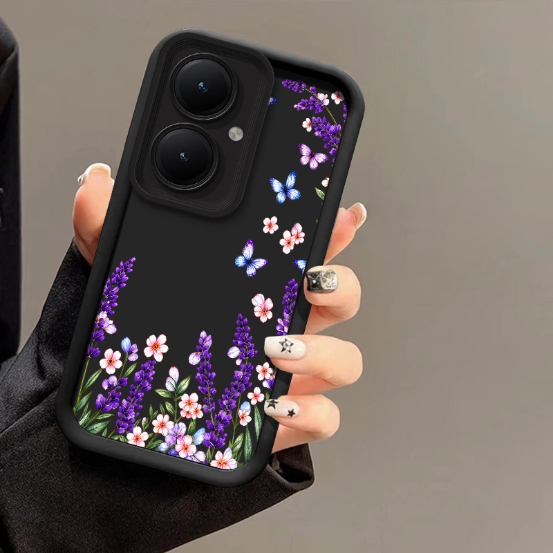 Vivo Y28 - Telefoonhoesje met lavendelvlinderpatroon voor Vivo Y21