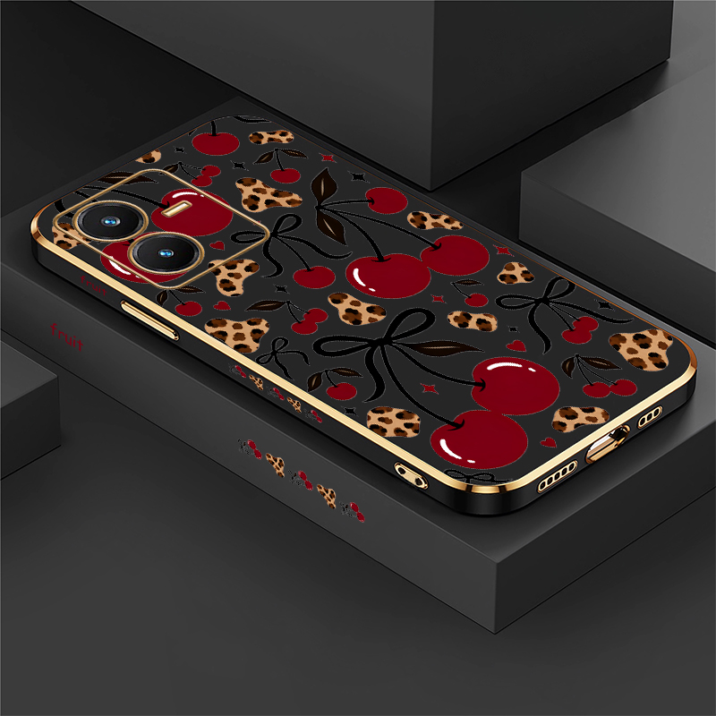 Vivo Y28 - Print Cherry Case voor Vivo Y28
