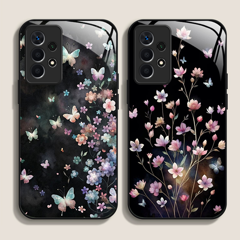 Samsung Galaxy A55 - Vintage Floral Art Vlinder Bloem Gehard