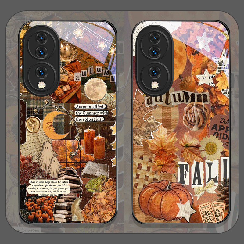Huawei Nova 12 - Retro herfstbladeren, pompoen en ruitmotief, gehard