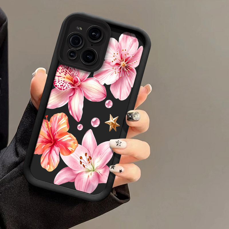 Oppo Find X8 - Roze lilybloemenpatroon telefoonhoesje voor OPPO Find
