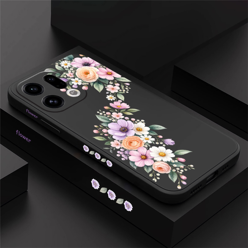 Oppo Reno 12 - Roze telefoonhoesje met kleine bloemenprint voor